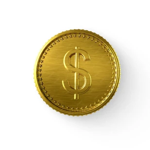 Brockton MA A gold coin with a dollar sign in the center
