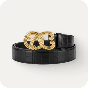 Brockton MA A black leather belt with a gold buckle