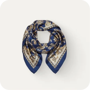 Brockton MA A blue and gold patterned scarf