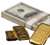 Gold bars and cash on a black background in Brockton MA