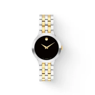 Brockton MA A watch with a black face and gold hands on a white background